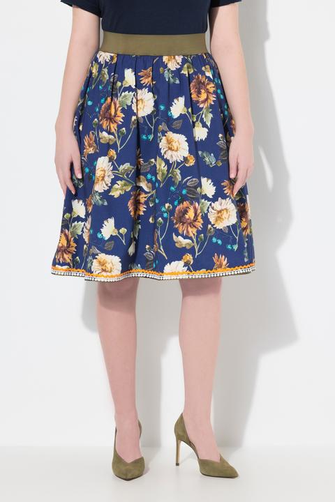 Immagine prodotto Ulla Popken Gonna in tradizionale stile Tracht con taglio svasato, cintura elastica, laccetti e pizzo (48)