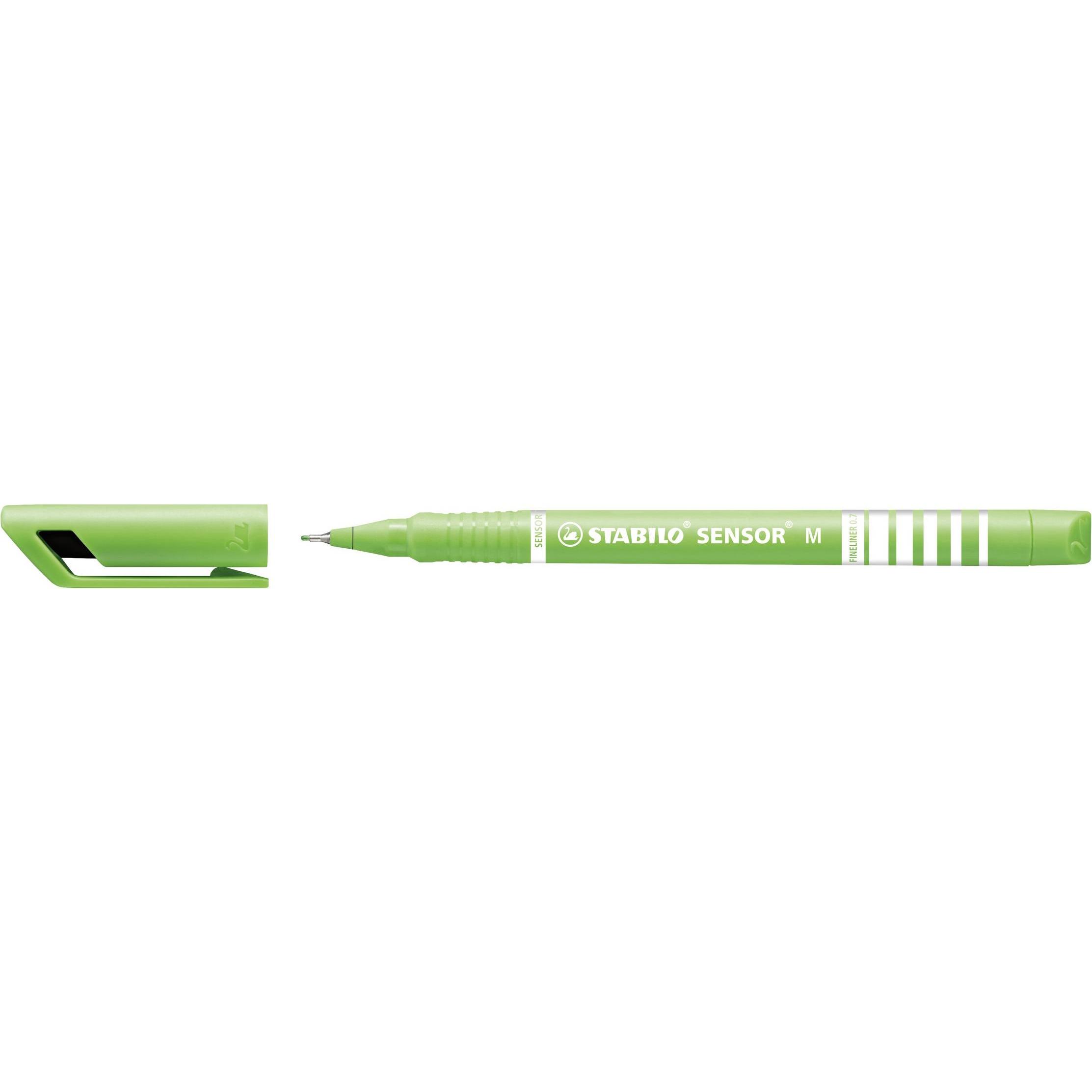 STABILO, Schreibstifte, Fineliner mit gefederter Spitze - SENSOR M - medium - Einzelstift - hellgrün (Hellgrün, 1 x)