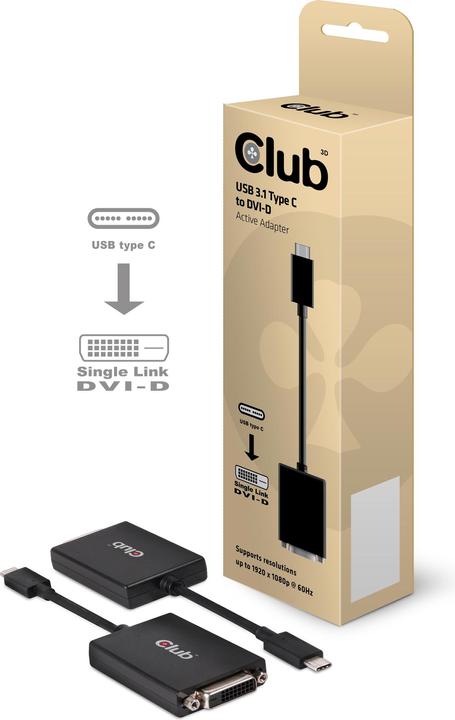 Actual product image Club 3D Active USB 3.1 Typ C to (DVI, 10 cm)