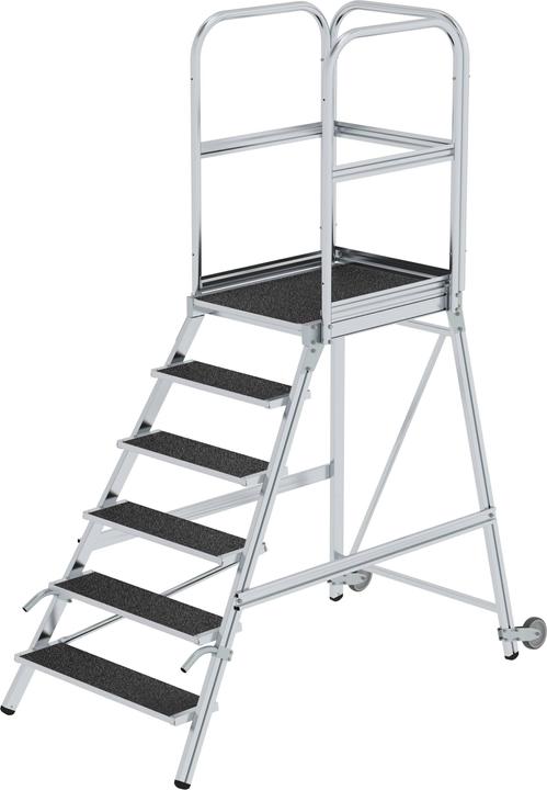 Actual product image Günzburger platform stairs 6 steps one-sided access with castors and handles (Scaffolding, 175 cm)