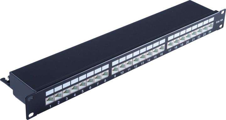 Actual product image Shiverpeaks Patch panel CAT 6A 24 ports RJ45, 1 U, black 48.30cm (19") patch panel fully shielded, 24 x fully