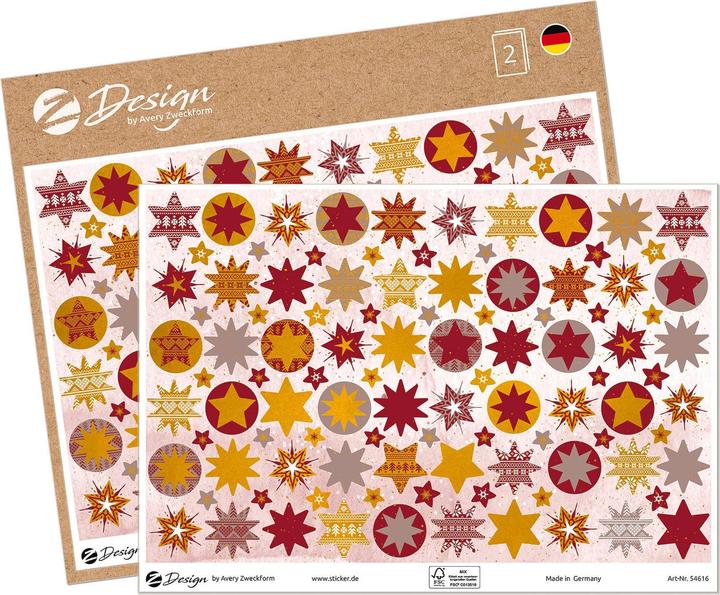 Actual product image Avery Motif Sticker Stars A5 2 pieces Multicoloured