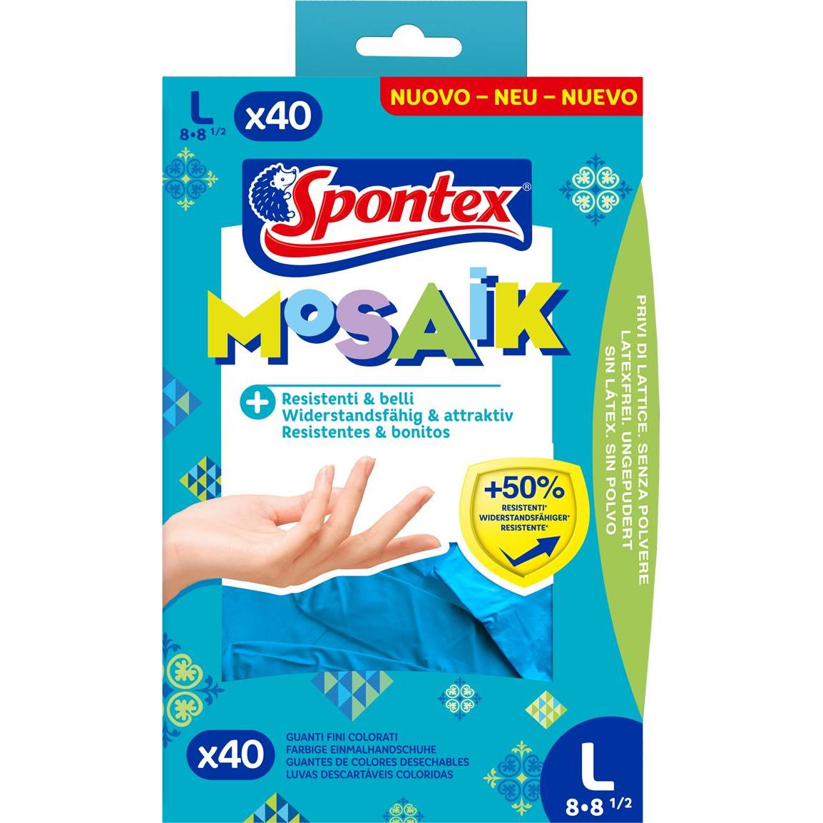 Spontex, Guanti di sicurezza, Guanti monouso Mosaico 40 confezioni taglia 8 (8)