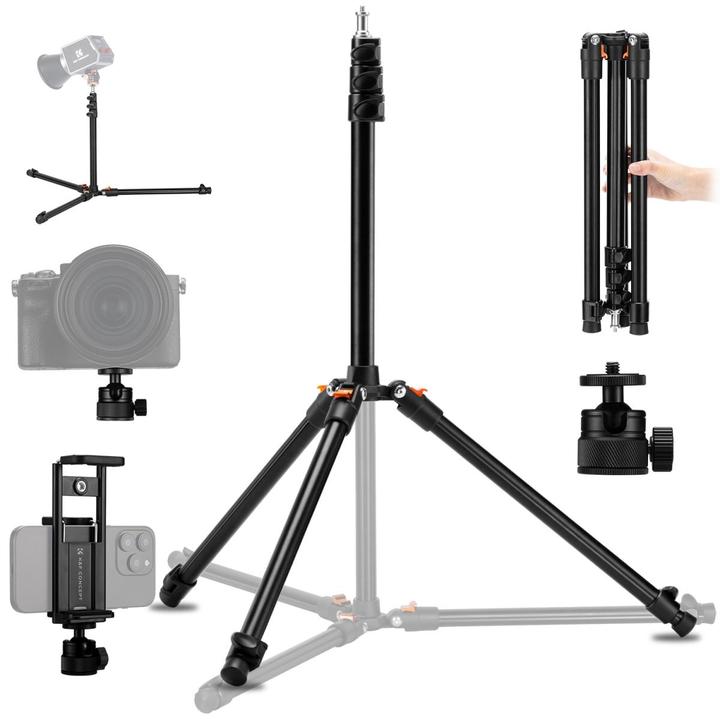 K&F Concept 2.6m Extendable/Foldable Photography Light Stand, Carbon Fiber (5 kg)