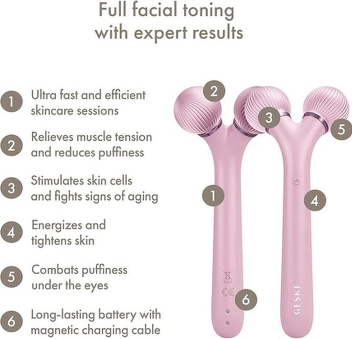 Actual product image Konjac Sponge Roller soniczy do twarzy 4w1 Geske z Aplikacją (różowy)