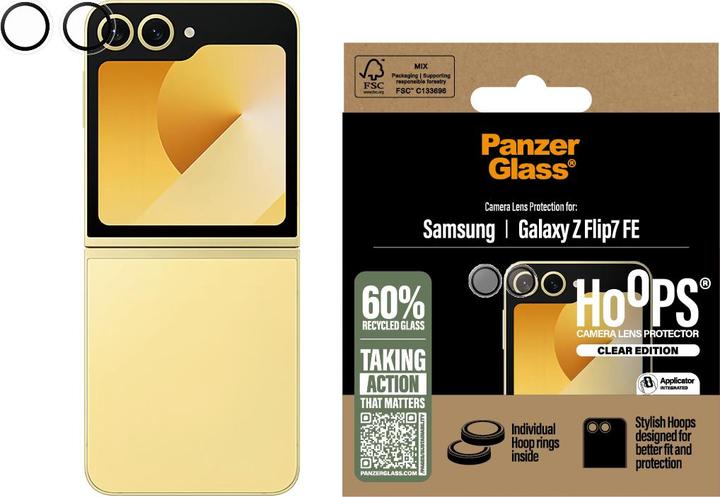 Produktbild PanzerGlass ® Hoops® Transparent Camera Lens Protector Samsung Galaxy Z Flip7 FE (1 Stk., Samsung Galaxy Z Flip7 FE)