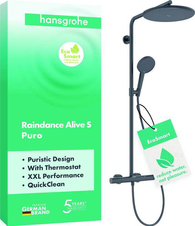 hansgrohe Raindance Alive S PURO système de douche 300 1jet EcoSmart avec élément Ecostat, 24593340, 24593340