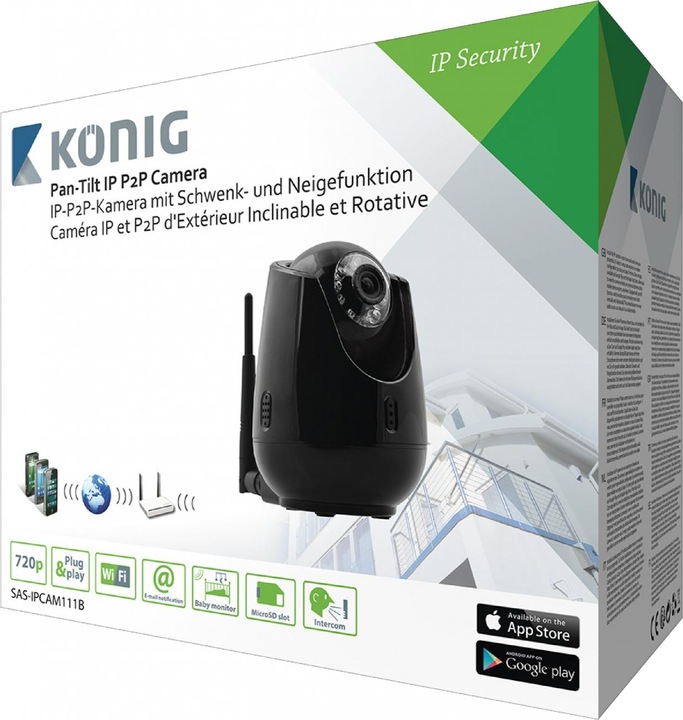 Immagine prodotto König HD Motion IP Camera Indoor 720P Nero (1280 x 720 pixel)