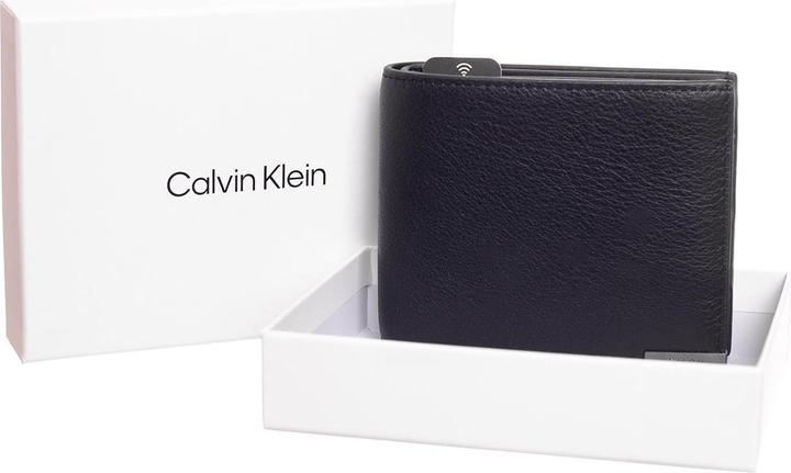 Actual product image Calvin Klein Men's Modern Plaque Bifold 5 CC Coin Small Wallet, Black (Ck Black), One Size