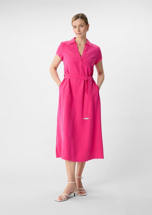 Image du produit Comma Kleid Kurzärmeliges Midikleid aus Viskosemix mit V-Ausschnitt (44)