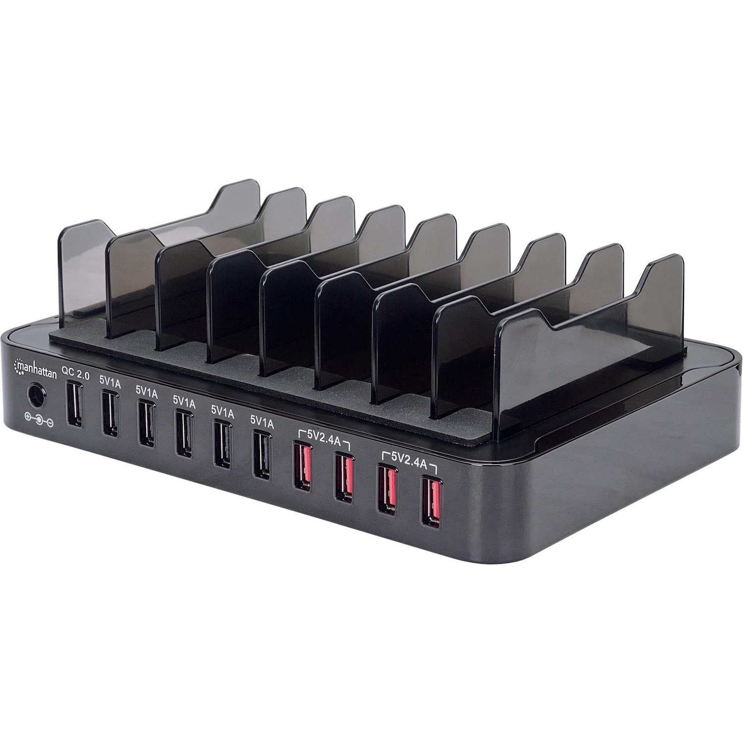 Manhattan USB-Ladestation (76 W), USB Ladegerät, Schwarz