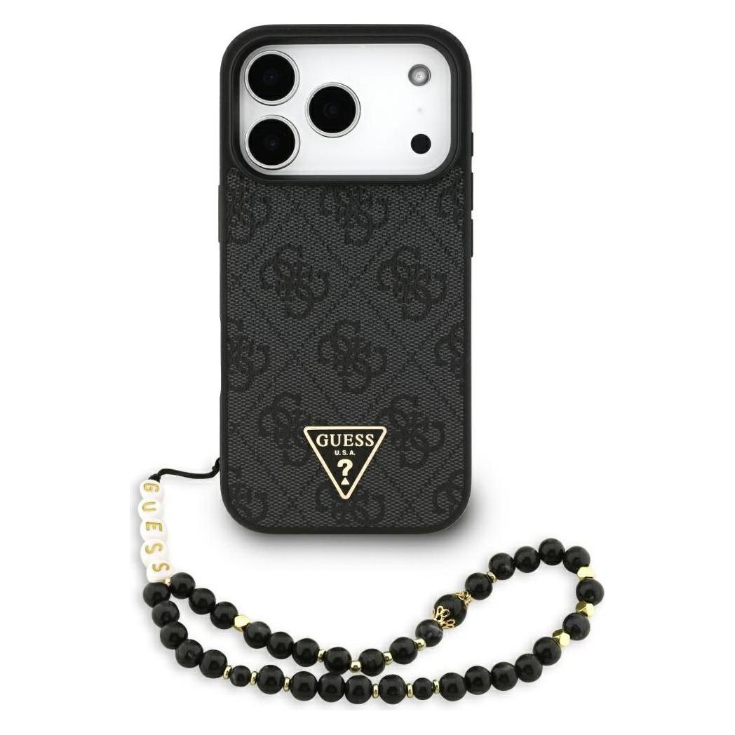Guess Case 4G Strap Triangle Logo MagSafe For IPhone 17 Pro Max Black (Apple IPhone 17 Pro Max), Smartphone Hülle, Schwarz
