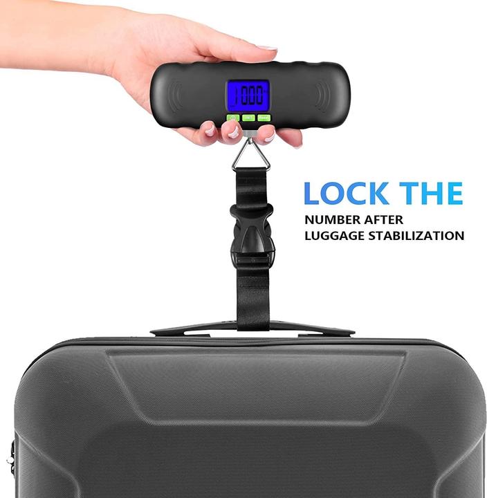 Image du produit Swissdetector Pèse-bagage numérique portable - LCD et rétroéclairage bleu - 50kg (Porte-monnaie & porte-documents)