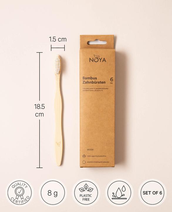Image du produit Noya Lot de 6 brosses à dents en bambou (6 x)
