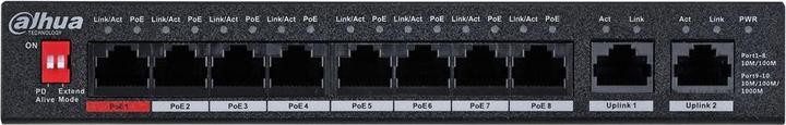 Image du produit Dahua PoE PFS3010-8ET-96-V2 Commutateur réseau Gigabit Ethernet non géré (10/100/1000) Power over Ethernet (10 Ports)
