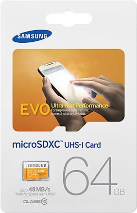 Produktbild Samsung EVO microSDXC mit Adapter (64 GB, microSDXC, U1, UHS-I)