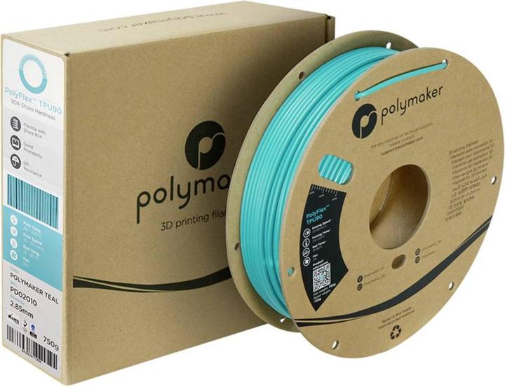 Actual product image Polymaker PolyFlex TPU-90A Blue 2.85 mm 750g (TPU, 2.85 mm, 750 g, Blue)