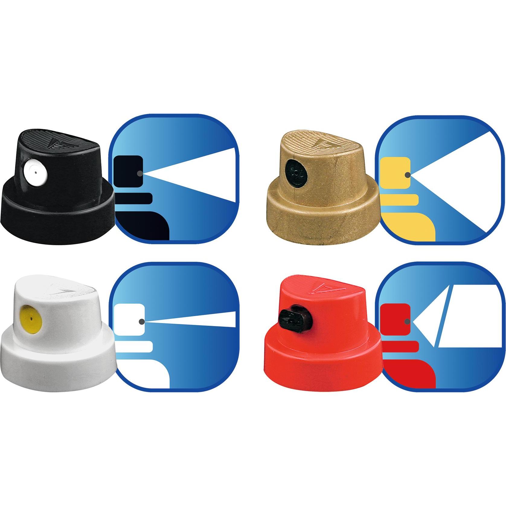 Thumbnail - Edding, Künstlerfarbe + Bastelfarbe, Spraykopfset (Gold, Schwarz, Rot, Weiss, Black, Red, White)