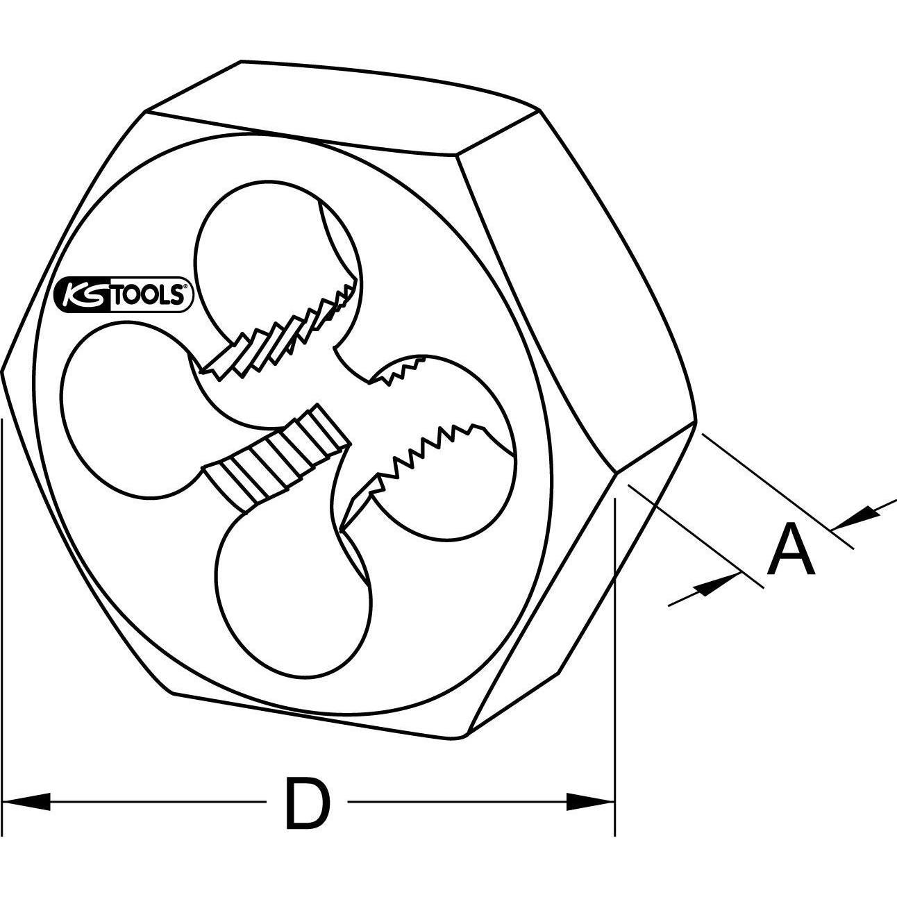 Thumbnail - KS Tools, Gewindeschneider + Gewindebohrer, HSS Sechskant-Schneidmutter MF