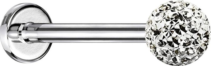 Produktbild Star Piercing Micro Labret silber mit Kristallkugel silber und Epoxy Schutzschicht (ohne Messing, Chirurgenstahl 316L)