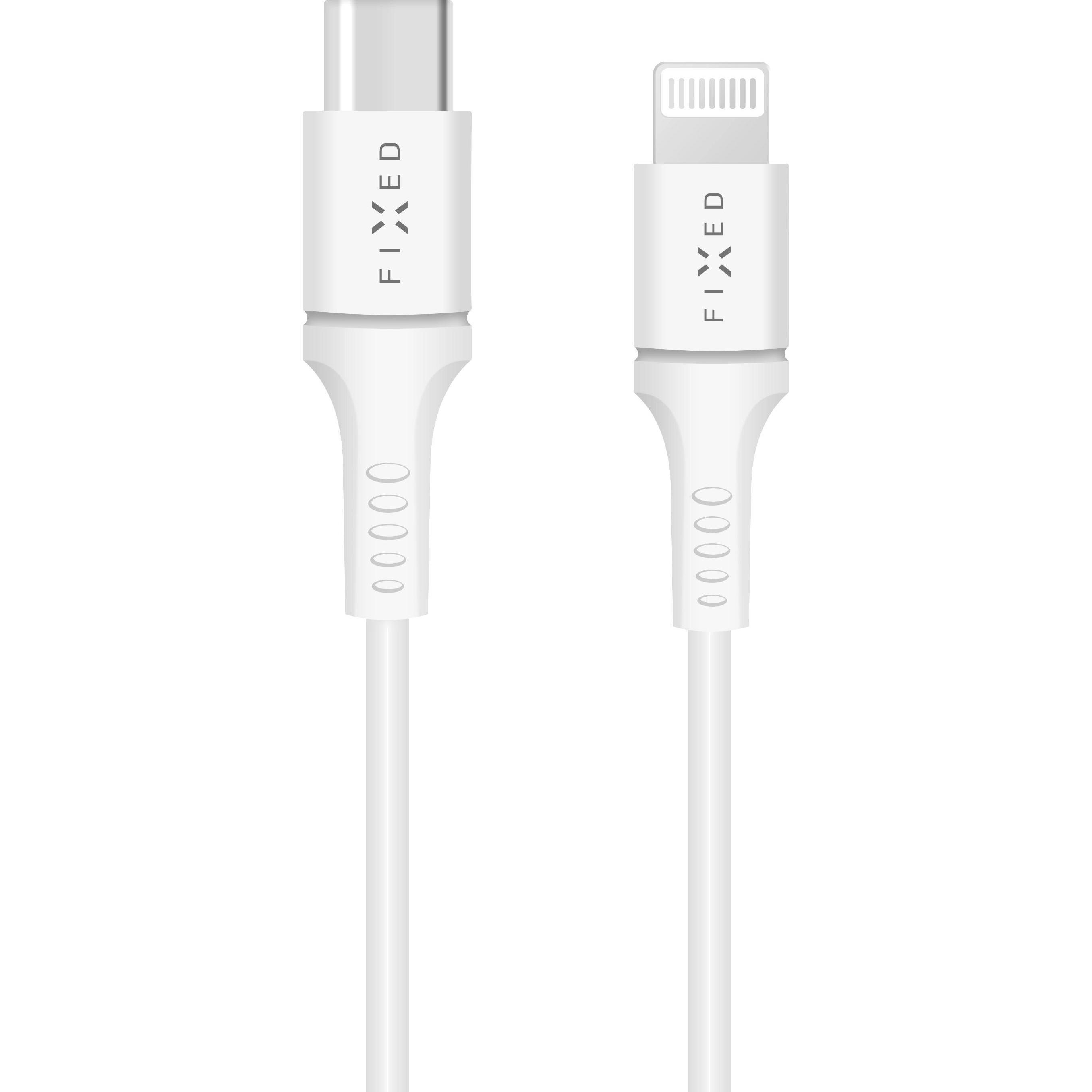 Fixed Kabel USB fest USB-C - 1 m Weisse Beleuchtung (FIKSD-CL-WH) (1 m, USB 3.2 Gen 1), USB Kabel