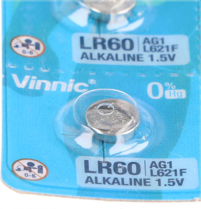 Actual product image Vinnic 10 Stück AG1 Alkaline-Einweg-Batterie Type G1, AG1, L621, LR60 (10 pcs., LR621., 22 mAh)