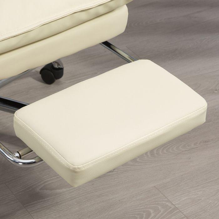 Image du produit Swisshandel24 Bürostuhl mit Liegefunktion, Fussstütze, ergonomisch Kunstleder Beige (55 - 63 cm)
