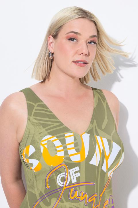 Image du produit Ulla Popken Maillot de bain sans bonnets souples, décolleté en V et imprimé jungle (56)