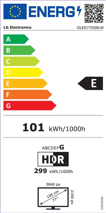 Energie-Label LG OLED77G58LW (77", G5, OLED, 4K, 2025)