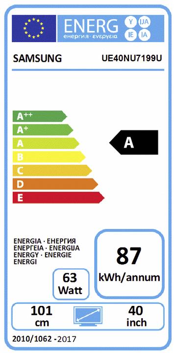 Energie-Label Samsung UE40NU7199 (40", LCD, 4K, 2018)