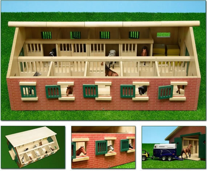 Actual product image Sombo Horse stable wood with 9 horse stables 1:32