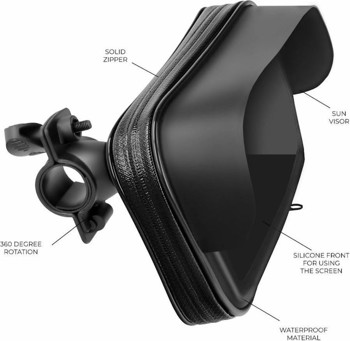 Immagine prodotto Partner Telecom Bicycle accessory OEM Bike holder waterproof with zip and hood ( 5,5" - 6,3" ) black