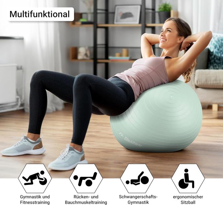 Produktbild EliteAthlete Ergonomischer Gymnastikball für Fitness und Schwangerschaft (65 cm)