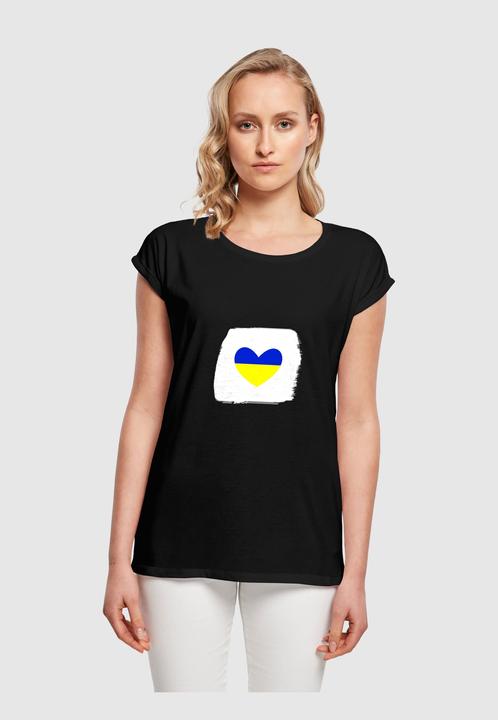 Produktbild Merchcode Ladies Peace - Brush Heart Black Basic T-Shirt - 173305 (L)