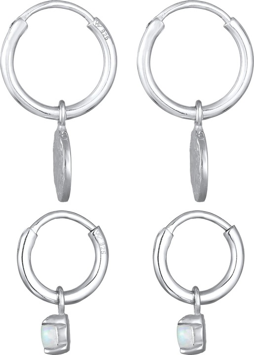 Immagine prodotto Elli Orecchini Creoles Plate Opal Gemstone Set di 2 Argento 925 (Sintetico Opale, Argento 925)