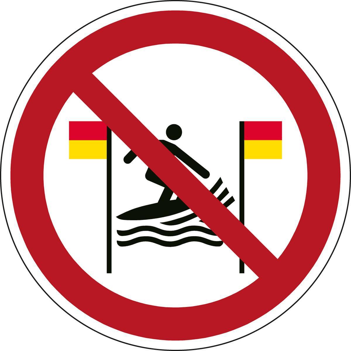 Brady, Sicherheitskennzeichnung, ISO-Sicherheitsschild - Surfen zwischen den roten und gelben Fahnen verboten