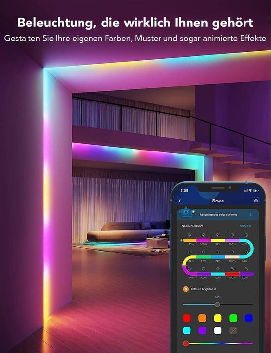 Actual product image Govee RGBIC LED strips with app control (2000 cm, Indoor)