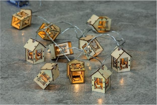 Actual product image MICA Living 10 LED fairy lights - small house - approx. 135 cm - deer (1.35 m)