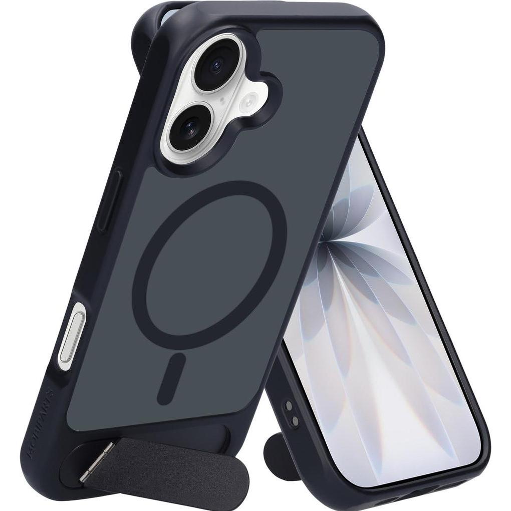 Mobiparts Hardcover Apple iPhone 17 with Stand Function Satin Black (Magsafe Compatible) (Apple iPhone 17), Cover smartphone, Nero
