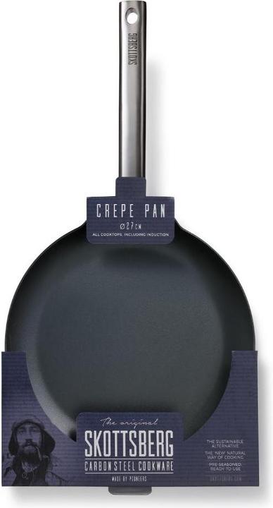 Actual product image Skottsberg Crepe pan carbon steel, 27 cm diameter, stainless steel handle (27 cm, Crêpe pan, Carbon steel)