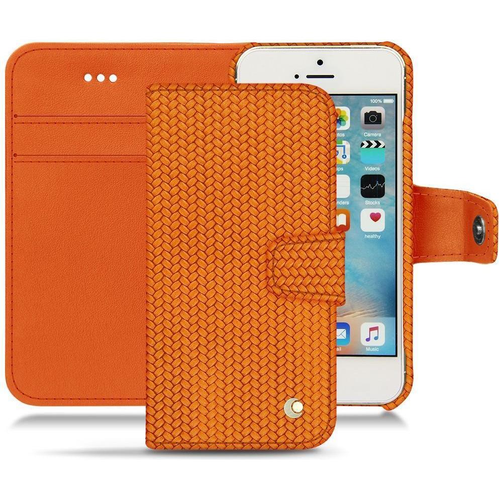 Noreve Lederschutzhülle Wallet (Apple iPhone SE), Smartphone Hülle, Orange