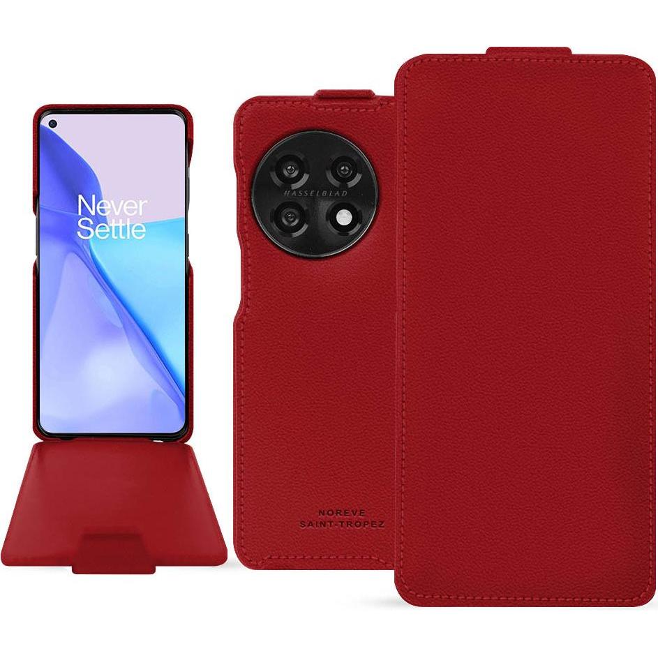 Noreve Lederschutzhülle vertikal (OnePlus 11), Smartphone Hülle, Rot