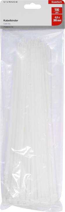 Actual product image Vivanco Cable tie 4,8/300mm, 100 pcs, white (300 mm, 100 pcs.)