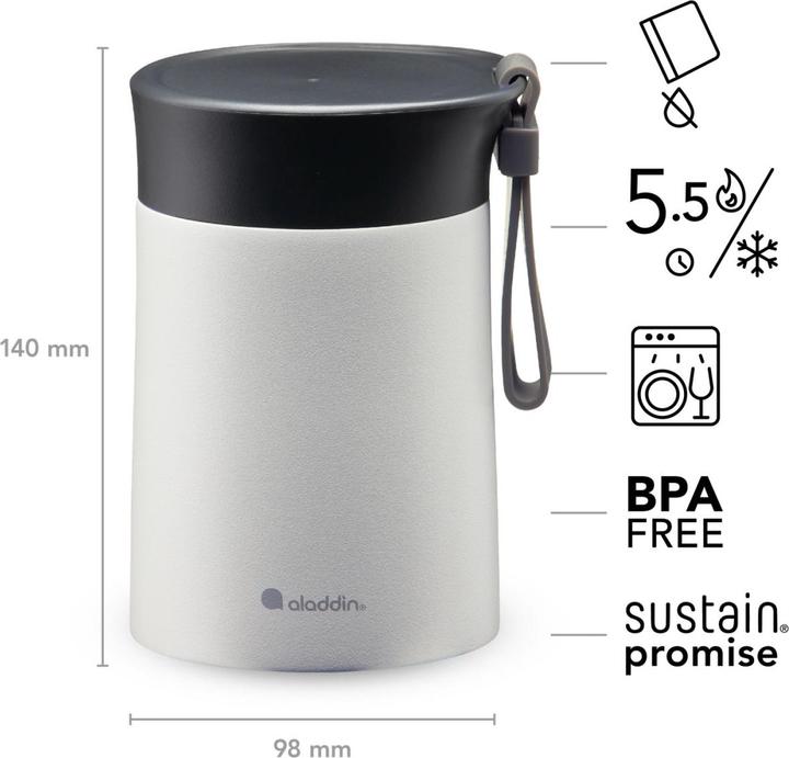 Actual product image Aladdin Bistro Thermavac Stainless Steel Lunchbox 0.4L Stone Grey (0.40 l)
