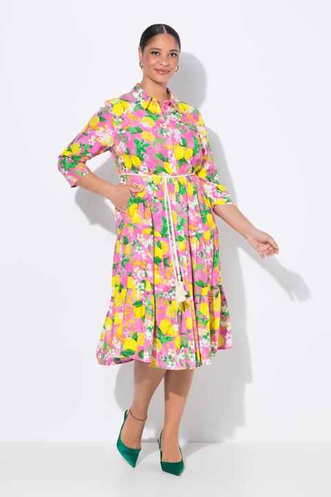 Image du produit Miamoda Blusenkleid, A-Linie, Midilänge, Zitronen-Muster (52)