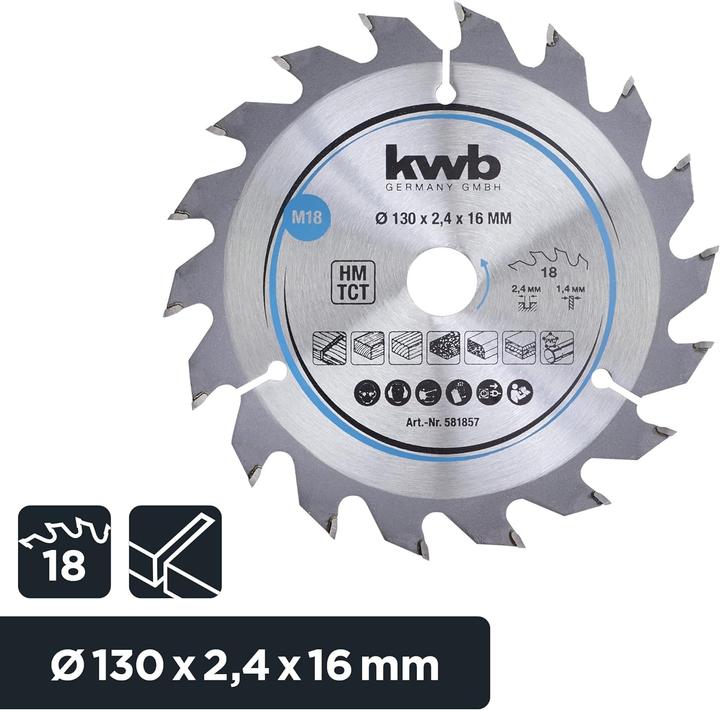 Productafbeelding kwb Cirkelzaagblad HM Medium Ø 130x16 Z18