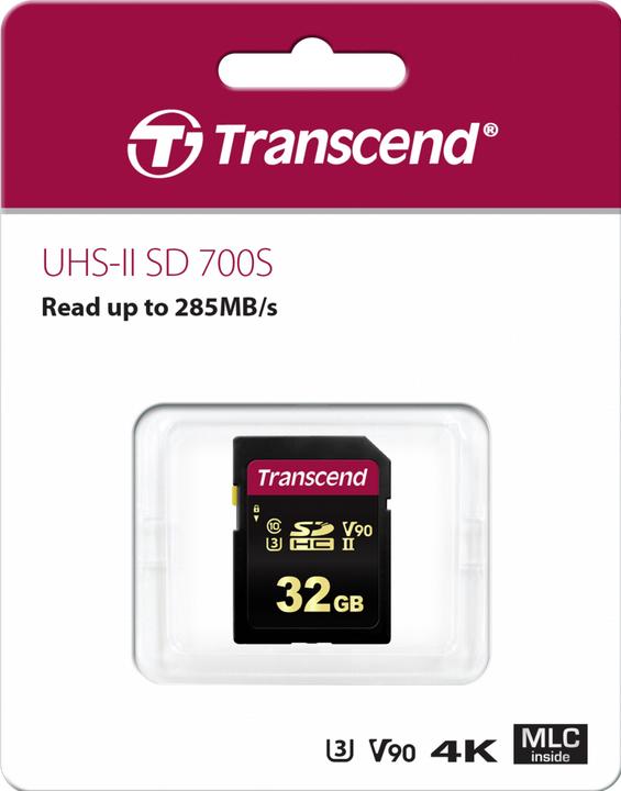 Actual product image Transcend SDHC 700S 32GB Class 10 UHS-II U3 V90 (32 GB, SDHC, U3, UHS-II)