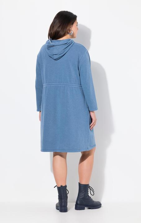 Image du produit Ulla Popken Robe en molleton à capuche et manches longues, ruban à fronces. Coupe trapèze (42, 44)