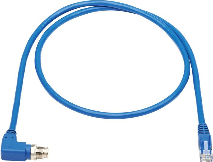 Produktbild Eaton M12 X-Code Cat6 1G UTP CMR-LP Ethernet Cable Right-Angle M12m/RJ45m IP68 PoE Blue 1m (UTP, CAT6, 1 m)