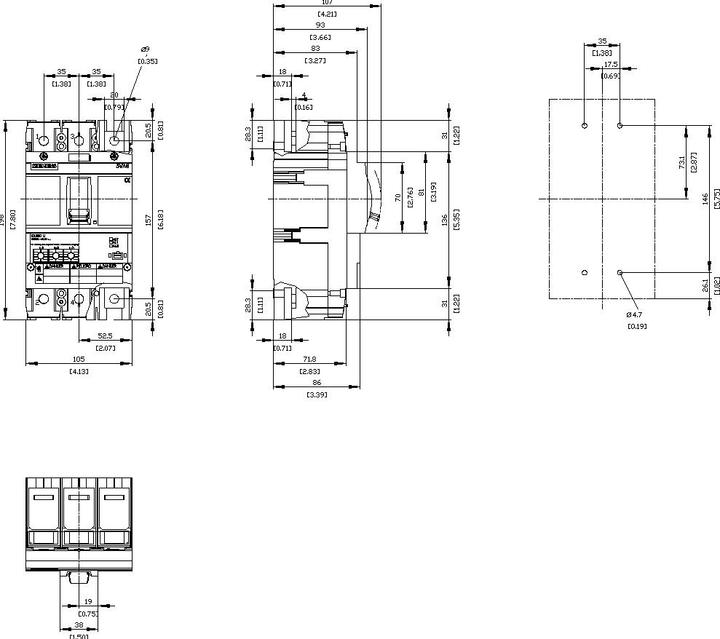 Produktbild Siemens Leistungsschalter 250A 3p 100-250A/In 3VA6225-6HL31-0AA0